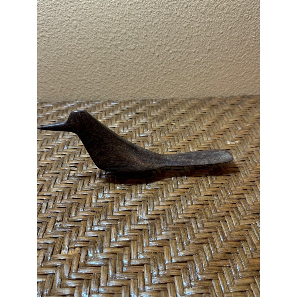 Iron Wood Carved Black Bird  Crow Figurine